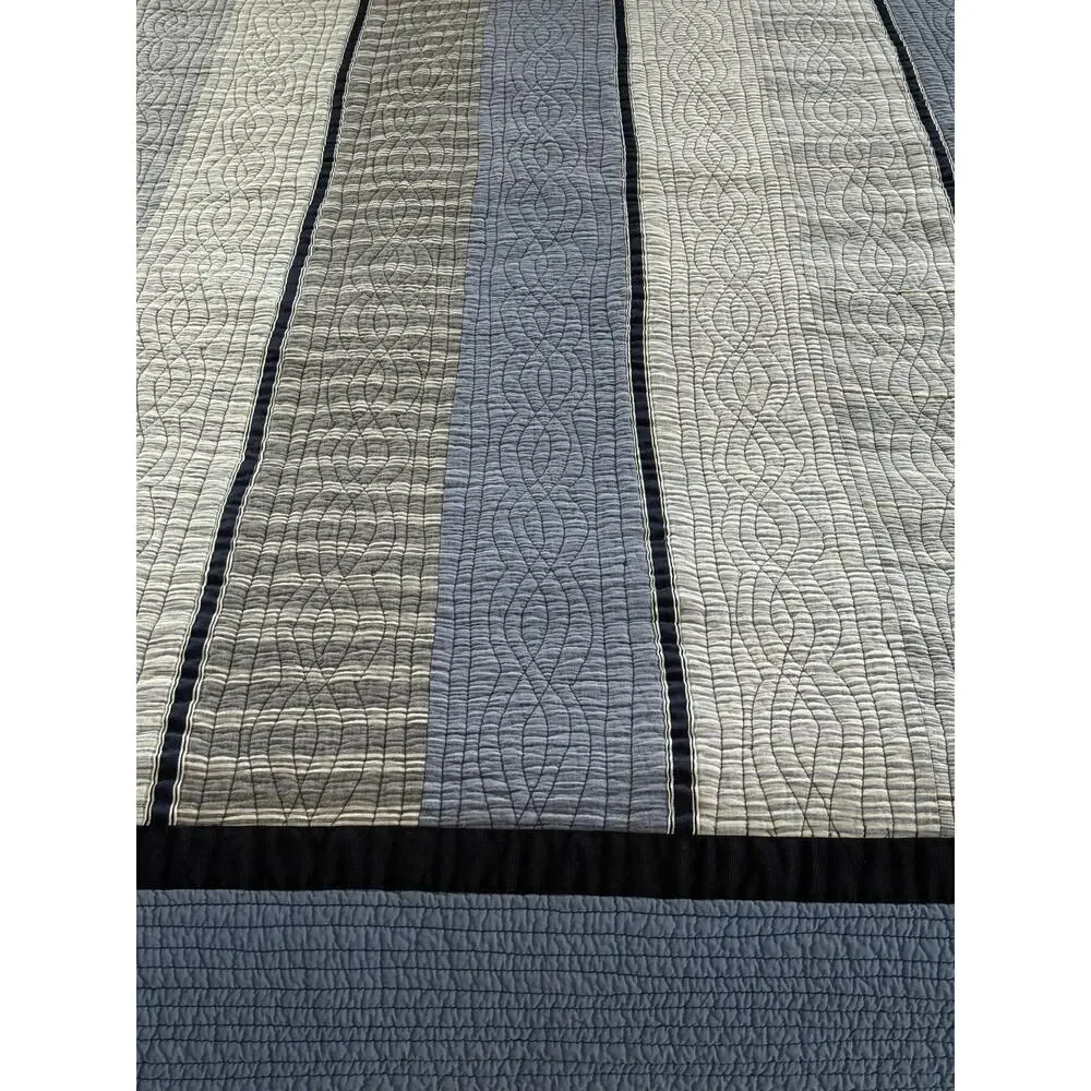 Nautica Coastal Quilt Bedspread Full Queen Blue Plaid Cotton 2 Pillow Shams READ